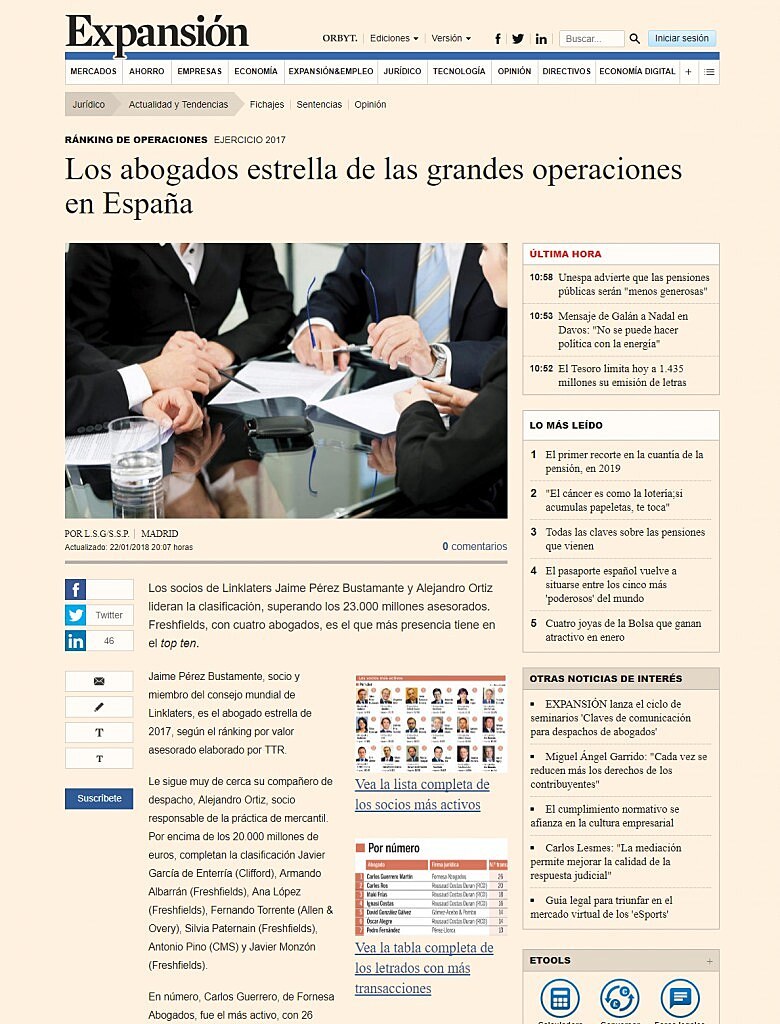 Los abogados estrella de las grandes operaciones en Espaa